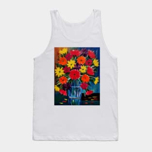 A beautiful bouquet flowers in a glass and gold vase . Tank Top